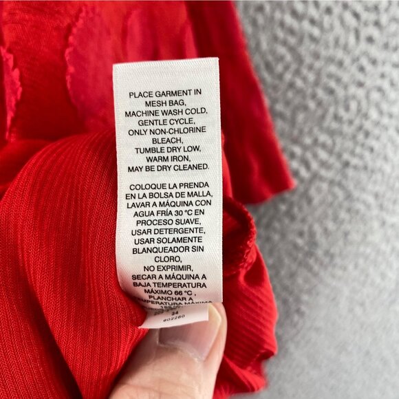 Chicos Top Womens 3 US Extra Large Red Applique Polka Dot Elbow Kimono Sleeves - Picture 7 of 10